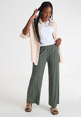 Womens Navy Stripe Wide Leg Trousers Peacocks