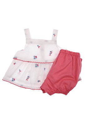 Baby Girls Broderie Top Shorts Set Peacocks