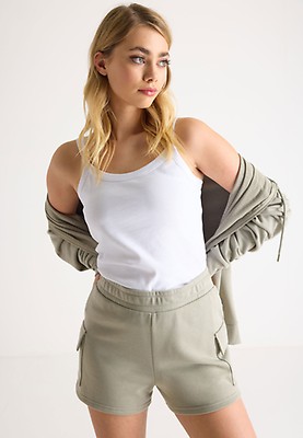Womens Cream Cargo Sweat Shorts Peacocks