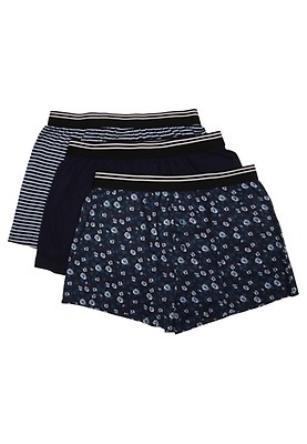 Mens 3pk Green Blue Stripe Print Loose Fit Boxers Peacocks