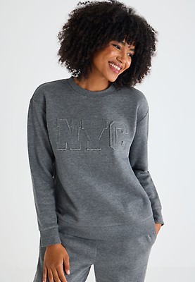 Womens distressed sweatshirt sale
