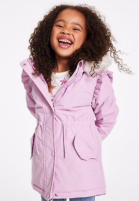Older Girls Black Padded Sheen Coat Peacocks