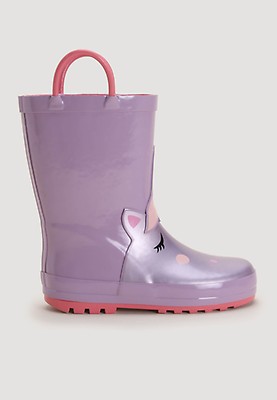Younger Girls Pink Heart Wellies Peacocks