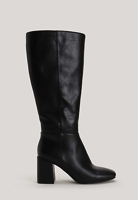 Womens Black Knee High Riding Boots Peacocks