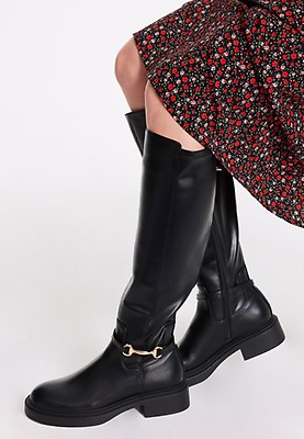 Ladies black knee boots top