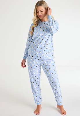 Womens Hot Pink Check and Star Print Pyjama Set Peacocks