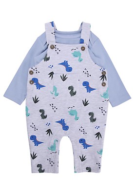 Baby Boys Navy Bear Dungarees Set Peacocks