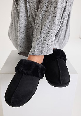 Womens Brown Premium Fluffy Mule Slipper Peacocks