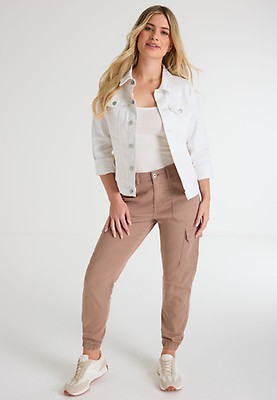 Womens Cream Linen Look Trousers Peacocks