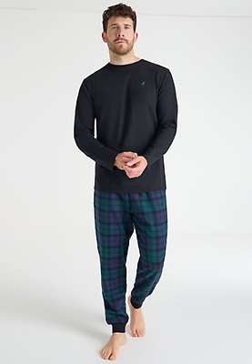 Mens Green Jersey Pyjama Set Peacocks