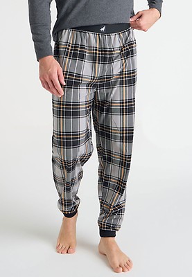 Mens Red Check Fleece Pyjama Bottoms Peacocks