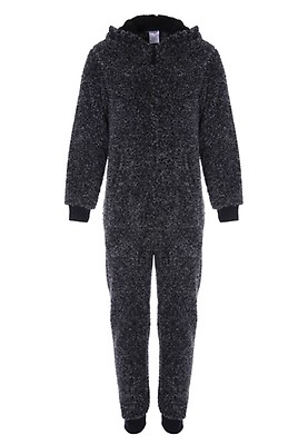 Older Boys Grey Sherpa Hooded Onesie Peacocks