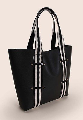 Womens Black Fluffy Shoulder Bag Peacocks
