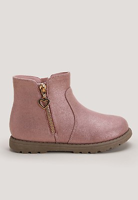 Younger Girls Pink Soft Ankle Boots Peacocks