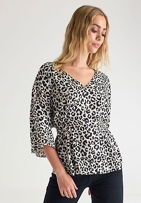 Louise leopard frill sleeve culotte jumpsuit hotsell