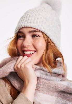 Cream ladies bobble hat online