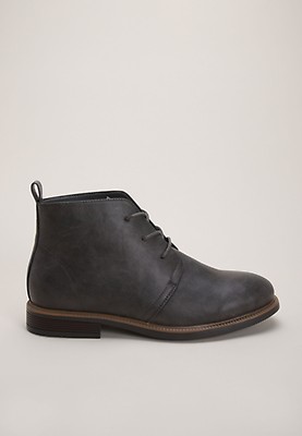 Mens Plain Black Lace Up Nubuck Boots Peacocks