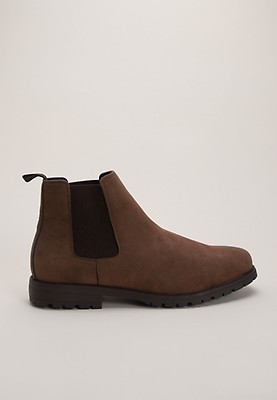 Mens Charcoal Plain Desert Boots Peacocks