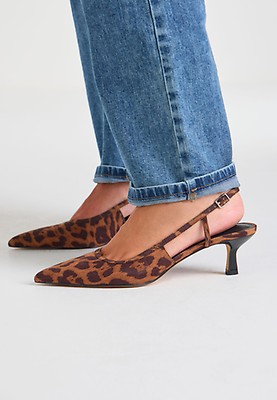 Womens Leopard Print Slingback Stiletto Heel Pumps Peacocks