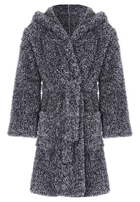 Boys Charcoal Sherpa Dressing Gown Peacocks