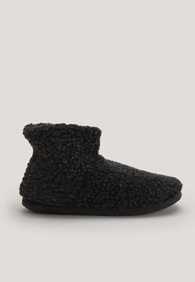 Mens Grey Fluffy Slipper Boots Peacocks