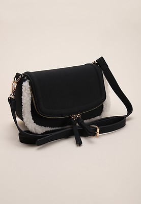 Womens Black Kitty Shoulder Bag Peacocks