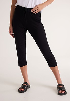 Womens Grey Crop Loopback Joggers Peacocks