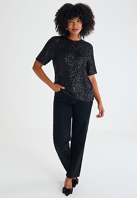 Ladies black sparkly top clearance