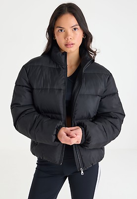 Older Girls Black Padded Sheen Coat Peacocks