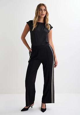 パンツ +DEINET+ STRIPE WIDE LEG TROUSER IN BLACK KDTDL4S251106 パンツ +DEINET+ STRIPE WIDE LEG TROUSER IN BLACK