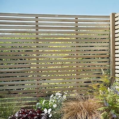 Forest 5 11 X 5 11 Pressure Treated Contemporary Slatted Fence Panel 1 8m X 1 8m Fencestore