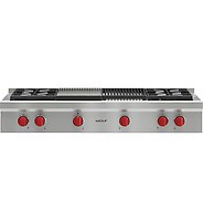 Wolf 48 Inch Pro-Style Gas Rangetop with 6 Dual-Stacked Sealed Burners -  ICBSRT486G Stainless Steel - SRT486G - Kitchen Things