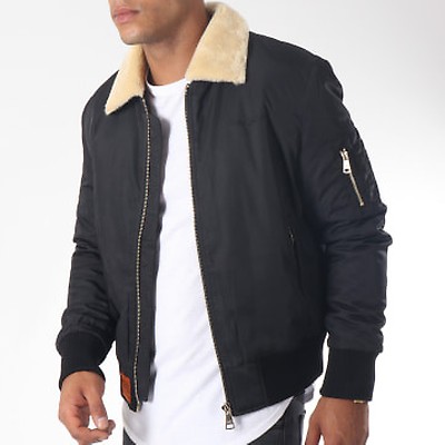 bomber col mouton noir