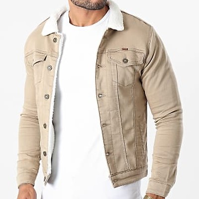 Classic Series Veste Jean Super Skinny Fit Col Mouton 7001 Beige