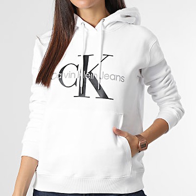 Calvin Klein - Sweat Capuche Femme CK Embroidery 3178 Blanc