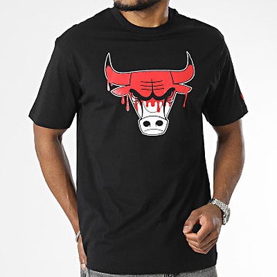 Official New Era NBA Drip Logo Chicago Bulls Black Tee B9222_534