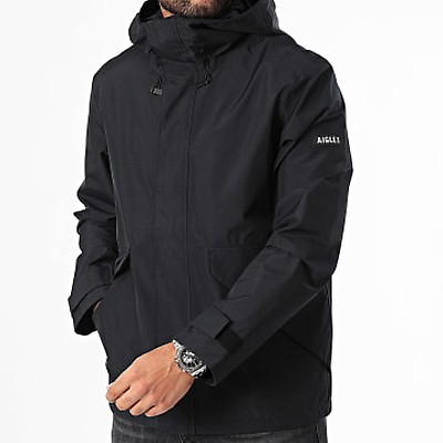 Parka Imperméable Aigle Homme Taille XL Noir - Capuche, 3 Poches, Polyester - Occasion Très Bon état