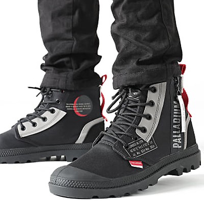 Bottes Palladium Pampa Michigan Homme - Tissu Noir, Lacets - Neufs Dans Leur Boîte