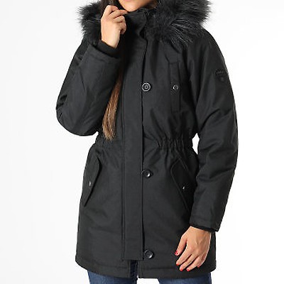 Parka En Cuir Noir Vera Pelle Avec Capuche - Taille 42 (XL) - Occasion Très Bon état