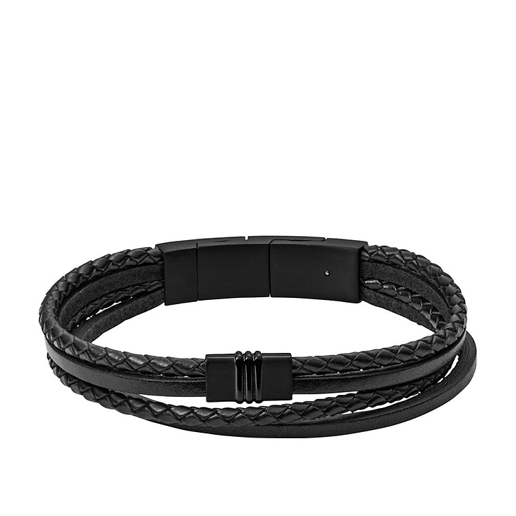 Heritage D-Link Black Leather Bracelet - JF04202040 - Fossil