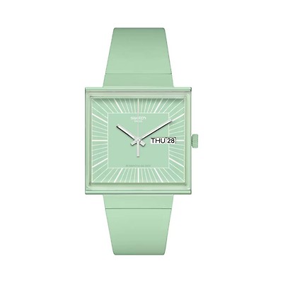 Swatch What If Lemon Yellow 33MM Square Day & Date Watch