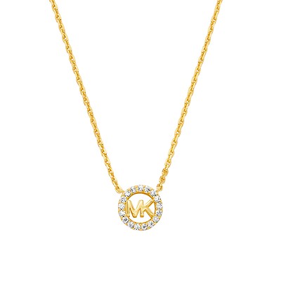 Michael Kors Premium Rose Gold Logo Circle Necklace