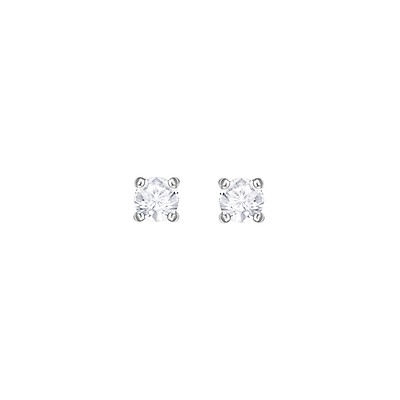 5446025 Swarovski Louison Stud Pierced Earrings, White, Rhodium plating