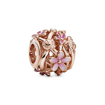 Pandora Rose & Pink Daisy Flower Charm