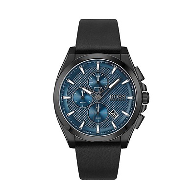 Emporio Armani Giovanni Steel & Blue Leather 43 mm Chronograph Watch
