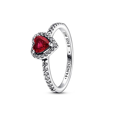 Pandora Elevated Red Heart Sterling Silver Ring