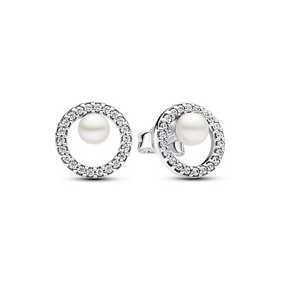 PANDORA Rose Contemporary Pearl Hoop Earrings