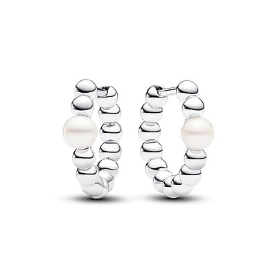 PANDORA Rose Contemporary Pearl Hoop Earrings