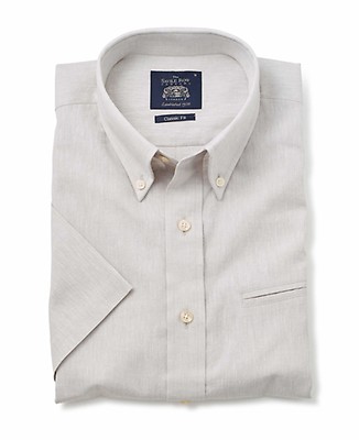 Men's salmon linen blend classic fit shorts gray linen shirt