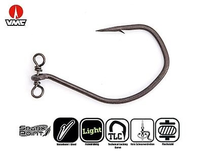 5 packs vmc bass plastic worm hook offset point resin closed eye 2 value  pack